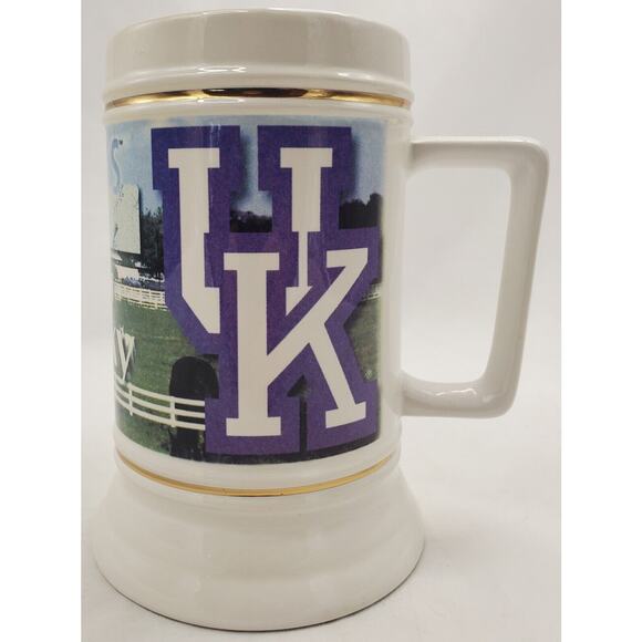 VTG NCAA University of Kentucky Wildcats Ceramic Beer Stein Mug w/Gold Trim 32oz - Picture 4 of 8